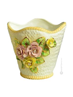 POT HOLDER Porte-plantes artistique en céramique de style baroque, couleur or 24 carats avec cristaux Swarovski