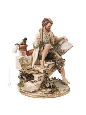 PEINTRE Statue Statue Capodimonte Figurine en Porcelaine Faite à la Main Fabriqué en Italie