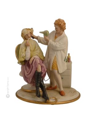 COIFFEUR Figurine en porcelaine de Capodimonte faite à la main Fabriqué en Italie