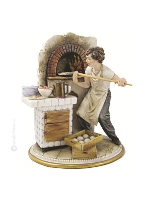 PIZZA MAN Statue Statue Capodimonte Figurine en Porcelaine Faite à la Main Fabriquée en Italie