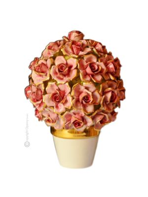 Décoration de centre de table artistique en céramique de style baroque ROSES, couleur or 24 carats 