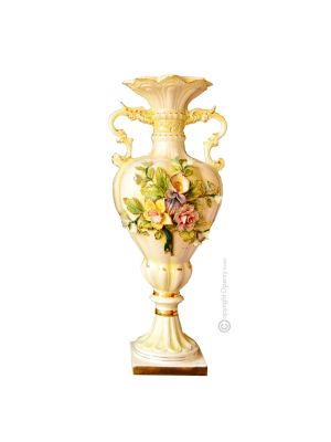 VASE en céramique artistique de style baroque avec détails en or 24 carats Fabriqué en Italie