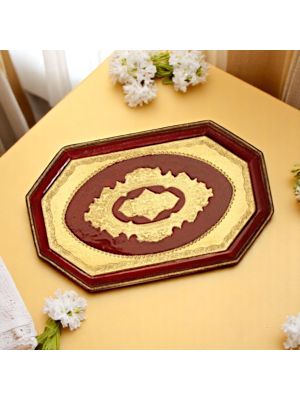 Plateau en bois raffiné, feuille d'or 24 carats et inspiré de la tradition artisanale florentine.