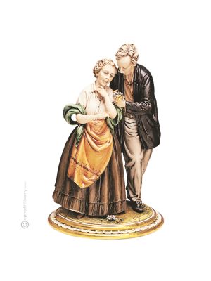 LE COEUR NE DEVIENT JAMAIS VIEUX Figurine en porcelaine de Capodimonte faite à la main Made in Italy
