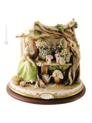 FLEURISTE Figurine en porcelaine Capodimonte faite à la main Fabriqué en Italie
