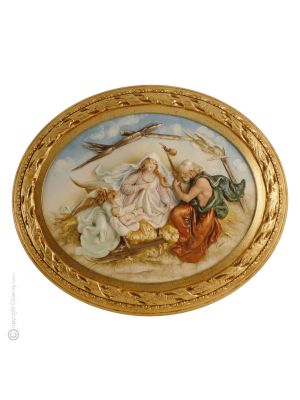 Peinture bas-relief en porcelaine de Capodimonte NATIVITY faite à la main Made in Italy