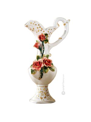 AMPHORA Vase artistique en céramique de style baroque avec détails en or 24 carats Fabriqué en Italie