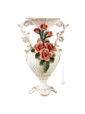 VASE Céramique artistique avec détails en or 24 carats Fabriqué en Italie