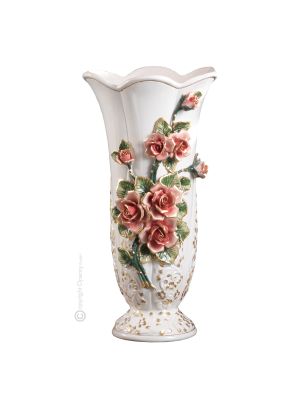 VASE en céramique artistique de style baroque avec détails en or 24 carats Fabriqué en Italie