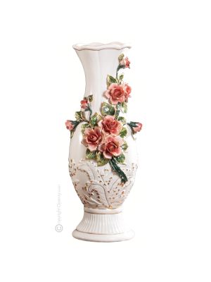 VASE en céramique artistique de style baroque avec détails en or 24 carats Fabriqué en Italie