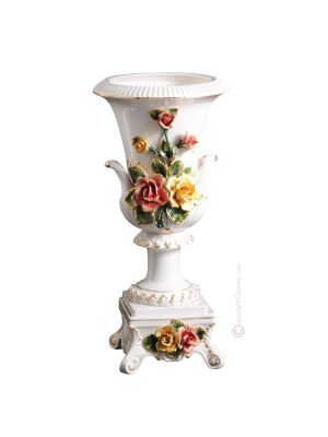 VASE en céramique artistique de style baroque avec détails en or 24 carats Fabriqué en Italie