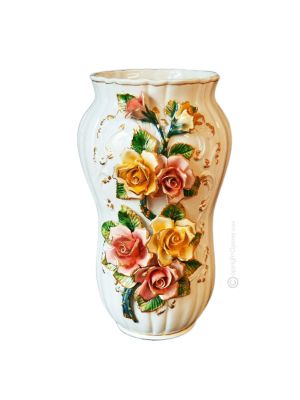 VASE Céramique artistique avec détails en or 24 carats Fabriqué en Italie