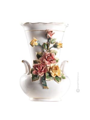 VASE en céramique artistique de style baroque avec détails en or 24 carats Fabriqué en Italie