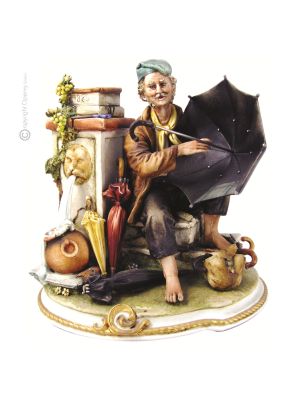UMBRELLA MAKER Figurine en porcelaine Capodimonte faite à la main Made in Italy