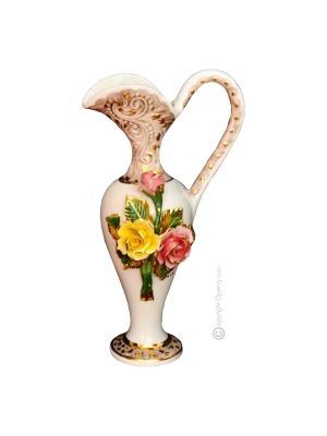 VASE en céramique artistique de style baroque avec détails en or 24 carats Fabriqué en Italie