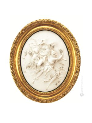 BACCHUS ET ARIANNE Peinture bas-relief en porcelaine de Capodimonte faite à la main Fabriqué en Italie