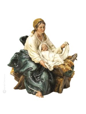 VIERGE MARIE AVEC ENFANT JÉSUS Statue figurine Capodimonte en porcelaine faite à la main en Italie