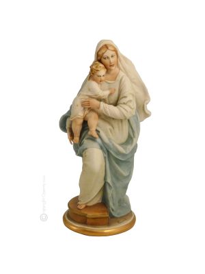 NOTRE-DAME DE GRÂCE AVEC L'ENFANT JÉSUS Statue figurine Capodimonte en porcelaine faite à la main en Italie