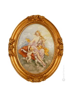 MUSIQUE ALLEGORIQUE Tableau bas-relief en porcelaine de Capodimonte Fabriqué en Italie