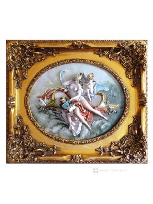 TOILETTE DE VENUS Tableau bas-relief en porcelaine de Capodimonte Fabriqué en Italie