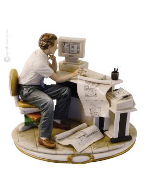 GÉOMÈTRE Figurine figurine Capodimonte porcelaine faite à la main Made in Italy