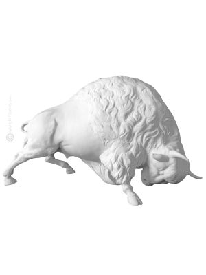Figurine en porcelaine BUFFALO Capodimonte, artisanat Made in Italy