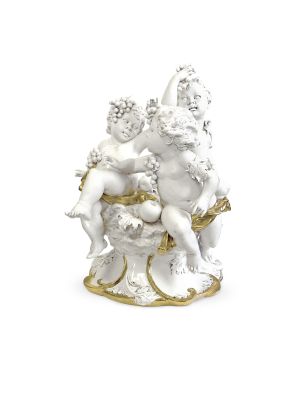 TROIS CHERUBONS Statuette figurine en porcelaine de Capodimonte faite à la main en Italie