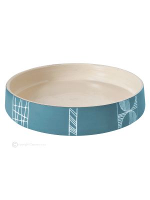 Plateau de centre de table artistique piémontais en céramique réalisé et décoré à la main authentique Made in Italy 