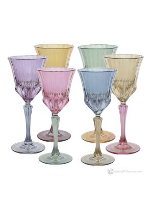 ADA Ensemble de 6 authentiques verres à eau à pied peints à la main en verre de qualité supérieure.