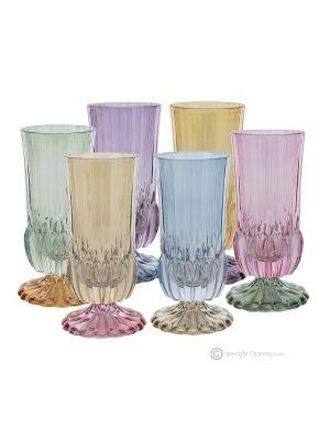 ADA Ensemble de 6 verres à boisson authentiques et modernes peints à la main en verre de qualité supérieure.