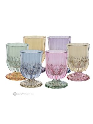 ADA Ensemble de 6 authentiques verres à eau modernes peints à la main en verre de qualité supérieure.