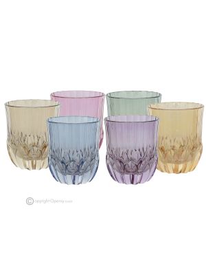 ADA Ensemble de 6 authentiques verres à eau modernes peints à la main en verre de qualité supérieure.