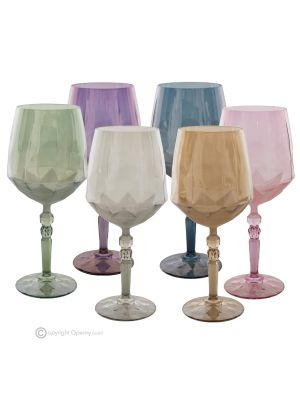 ALKIMIA Ensemble de 6 authentiques verres à eau à pied peints à la main en verre de qualité supérieure.