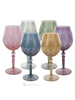 ALKIMIA Ensemble de 6 authentiques verres à vin à pied peints à la main en verre de qualité supérieure.