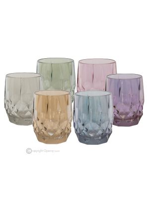 ALKIMIA Ensemble de 6 verres à eau authentiques peints à la main en verre de qualité supérieure au design moderne.