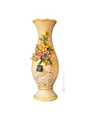 VASE en céramique artistique de style baroque avec détails en or 24 carats Fabriqué en Italie