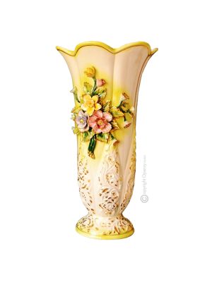 VASE en céramique artistique de style baroque avec détails en or 24 carats Fabriqué en Italie