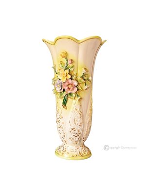 VASE en céramique artistique de style baroque avec détails en or 24 carats Fabriqué en Italie