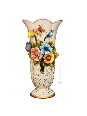 VASE en céramique artistique de style baroque avec détails en or 24 carats Fabriqué en Italie