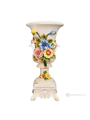 VASE en céramique artistique de style baroque avec détails en or 24 carats Fabriqué en Italie