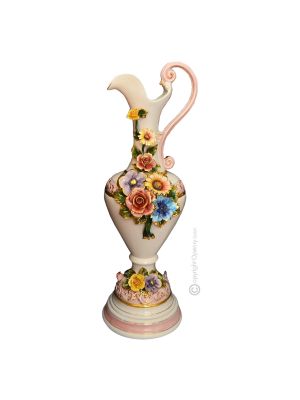 AMPHORA Vase artistique en céramique de style baroque avec détails en or 24 carats Fabriqué en Italie