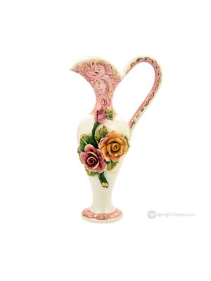 VASE AMPHORE ROSE Vase en céramique Créations Artistiques Style Baroque Or 24 carats Fabriqué en Italie