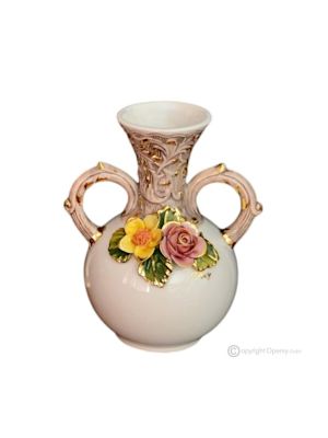 VASE en céramique artistique de style baroque avec détails en or 24 carats Fabriqué en Italie