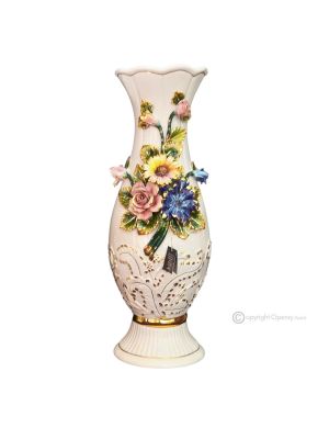 VASE en céramique artistique de style baroque avec détails en or 24 carats Fabriqué en Italie