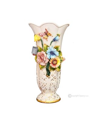 VASE en céramique artistique de style baroque avec détails en or 24 carats Fabriqué en Italie
