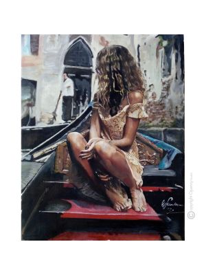 ANGELA Peinture sur toile de Massimo Scarpa avec technique à l'encaustique