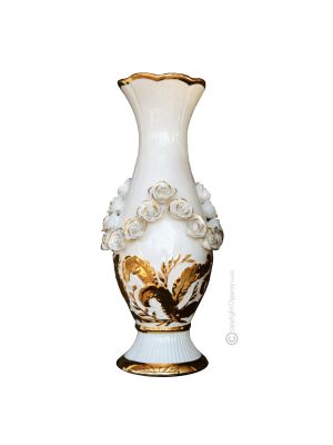 VASE en céramique artistique de style baroque avec détails en or 24 carats Fabriqué en Italie