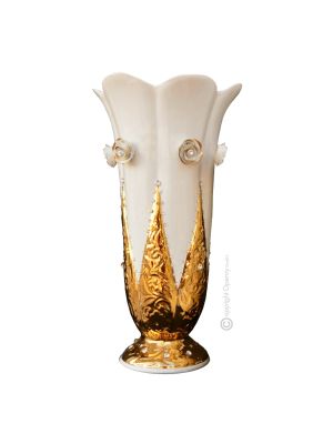 VASE en céramique artistique de style baroque avec détails en or 24 carats Fabriqué en Italie