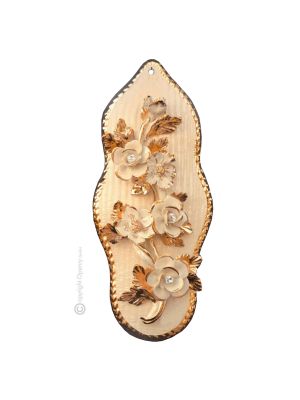 TABLEAU Décoration artistique à suspendre en céramique de style baroque avec détails en or 24 carats Fabriqué en Italie