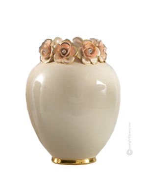 VASE en céramique artistique de style baroque avec détails en or 24 carats Fabriqué en Italie